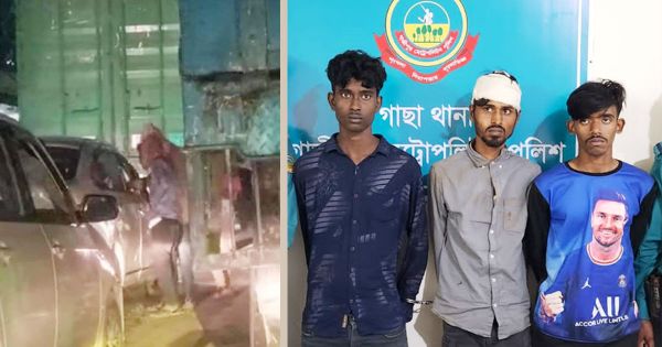 মহাসড়কে যানজটের মধ্যেই গাড়ির কাঁচ ভেঙে ছিনতাই, আটক ৩